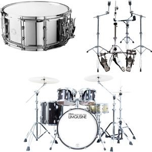 Drum Limousine Custom Shop 20 Trommesett Black + Hardware & Skarptromme