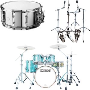 Drum Limousine Custom Shop 20 Trommesett Turquoise Sparkle + Hardware & Skarptromme