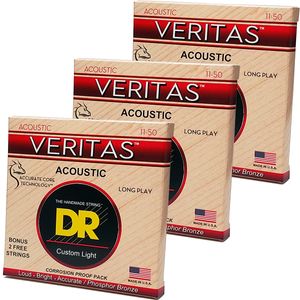 DR Strings VTA-11 Veritas western-gitar-strenger, 011-050, 3-pakning