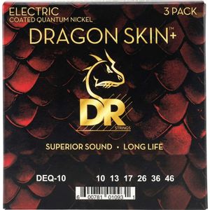 DR Strings DEQ10 3PK Dragon Skin+ el-gitarstrenger, 010-046 (3 sett)