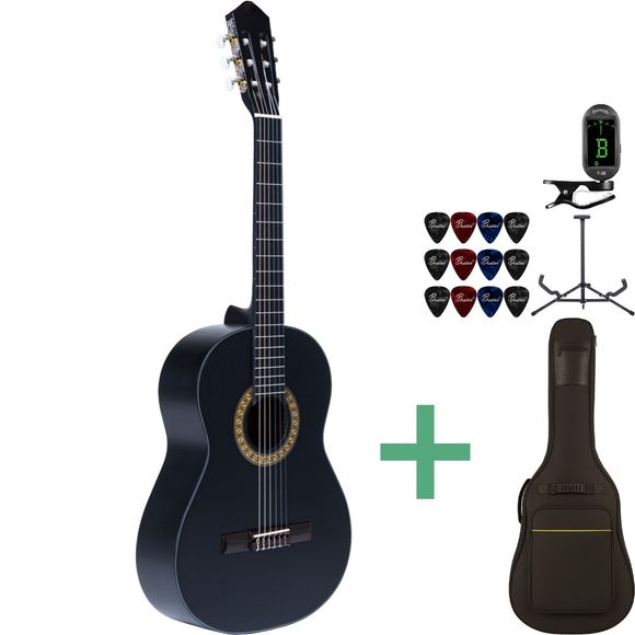 Santana Classical 18 spansk gitarpakke, matt svart