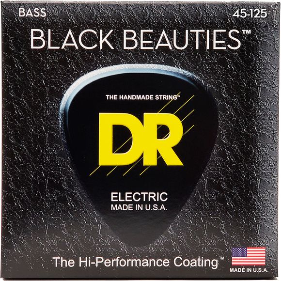 DR Strings BKB5-45 Black Beauties black 5-strengs bass-strenger, 045-125