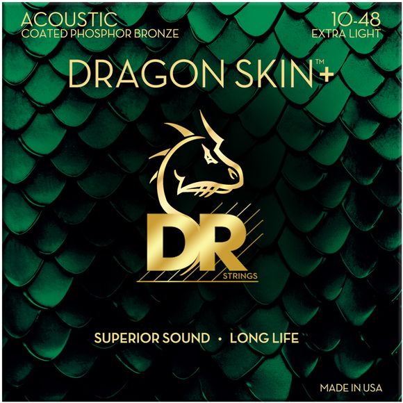 DR Strings DAP-10 Dragon skin+ stålstrengs-gitarstrenger, 010-048
