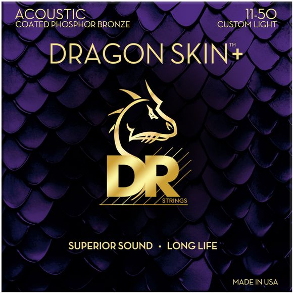 DR Strings DAP-11 Dragon skin+ stålstrengs-gitarstrenger, 011-050