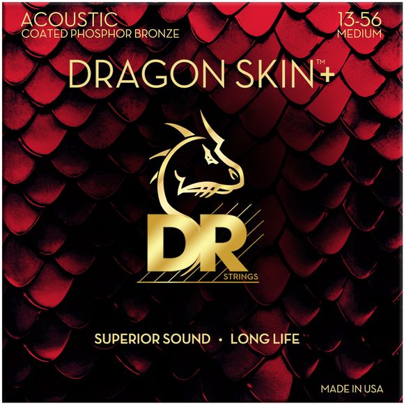 DR Strings DAP-13 Dragon skin+ stålstrengs-gitarstrenger, 013-056