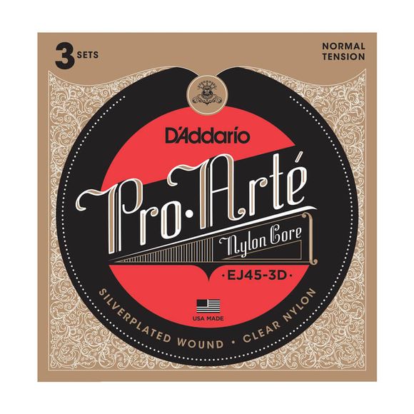 D'Addario EJ45-3D gitarstrenger nylon, normal tension (3 sett)