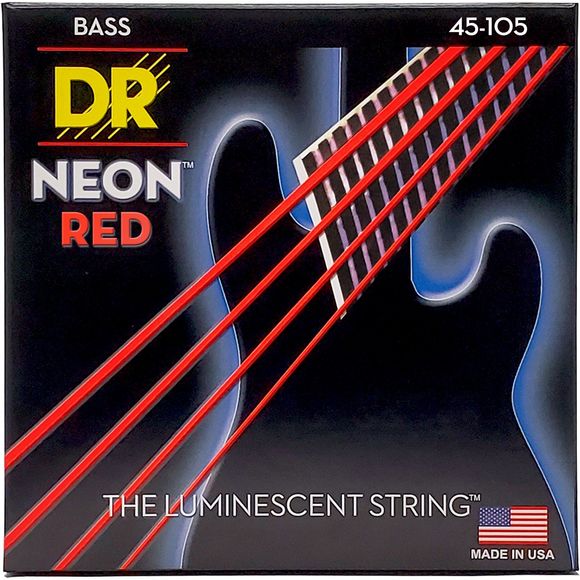 DR Strings NRB-45 Hi-Def neon red bassträngar, 045-105