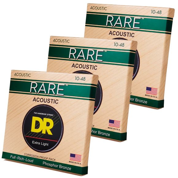 DR Strings RPL-10 Rare western-gitar-strenger, 010-048, 3-pakning