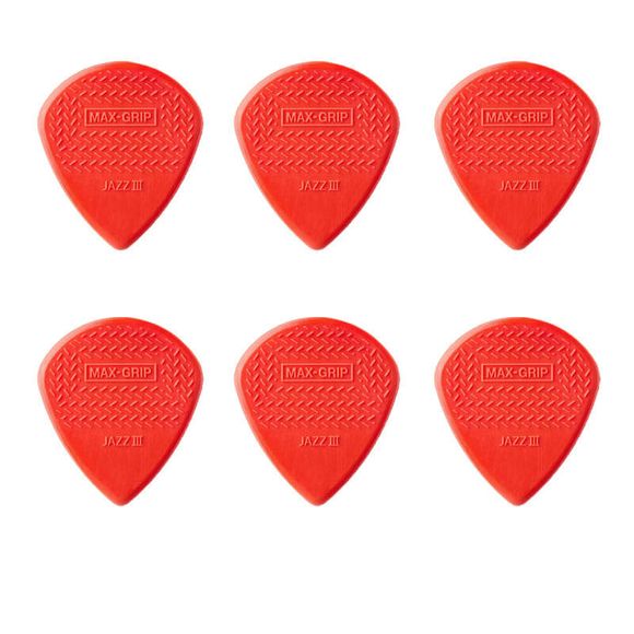 Dunlop Nylon Max Grip Jazz III Red plektre (6 stk.)