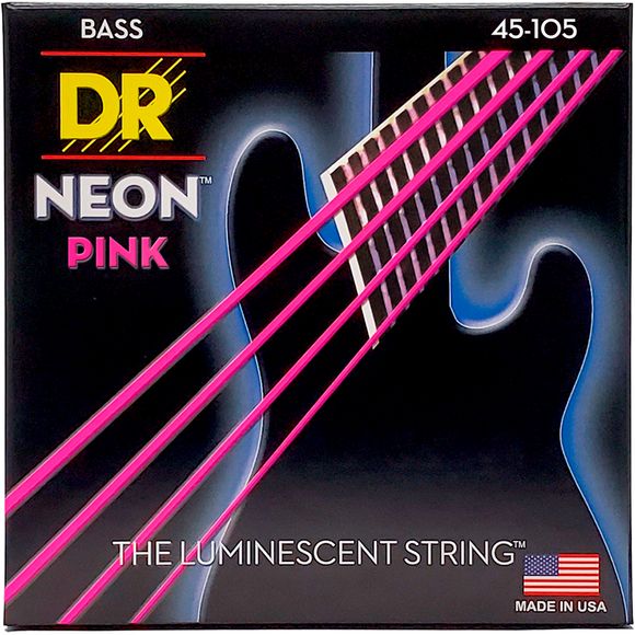 DR Strings NPB-45 Hi-Def Neon Pink bass-strenger, 045-105