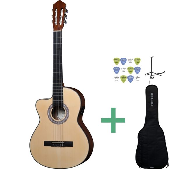 Santana Classical 20 venstrehendt spansk gitarpakke, satin